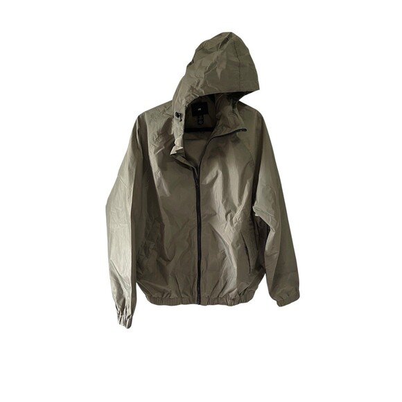 H&M Coat Mens Medium Gray Jacket Full Zip Adult Casual Windbreaker Hooded boxDY - Picture 1 of 4